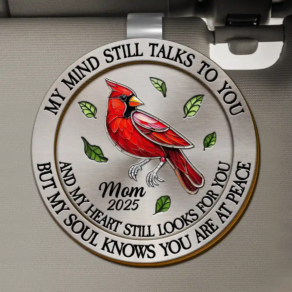 Memorial My Mind Still Talks To You - Personalized Custom Shaped Car Visor Clip - Image 2