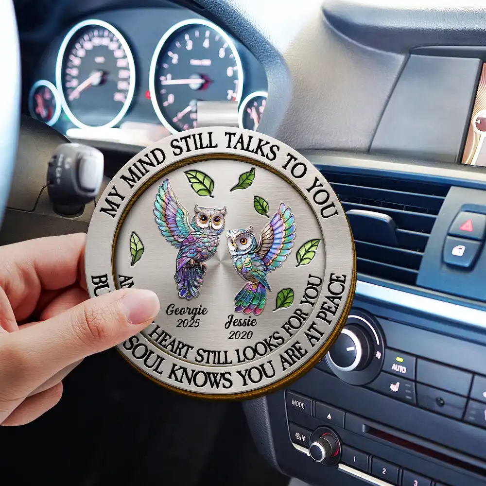 Memorial My Mind Still Talks To You - Personalized Custom Shaped Car Visor Clip - Image 4