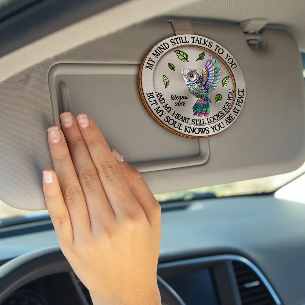 Memorial My Mind Still Talks To You - Personalized Custom Shaped Car Visor Clip - Image 5