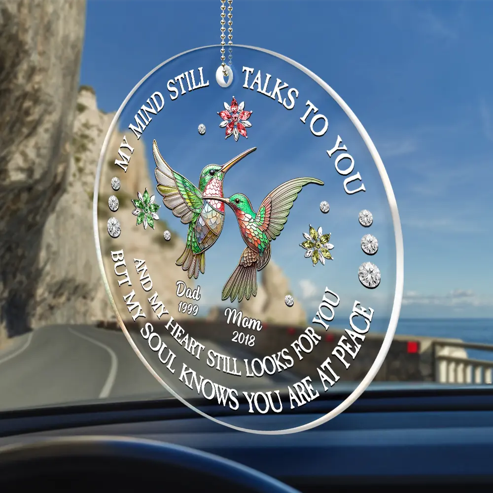 Memorial My Soul Knows You Are At Peace Printed Gemstone Art - Personalized Acrylic Car Hanger - Image 2