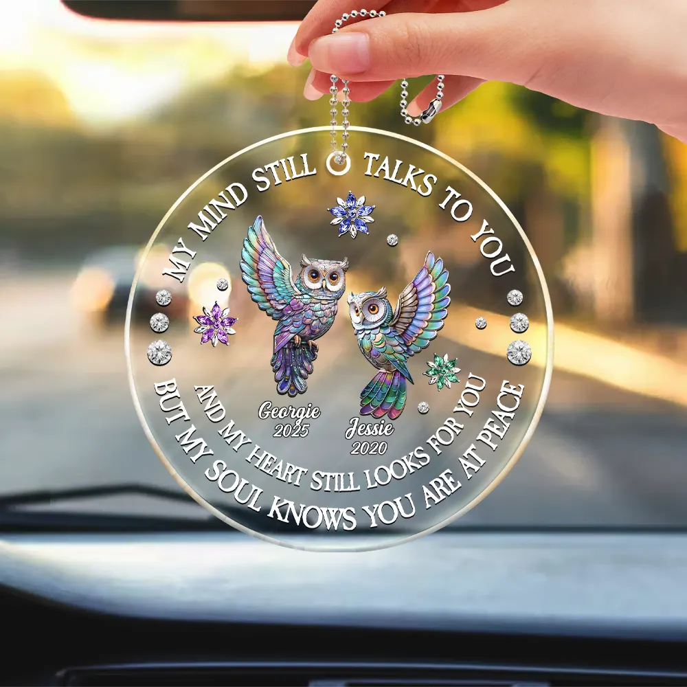 Memorial My Soul Knows You Are At Peace Printed Gemstone Art - Personalized Acrylic Car Hanger - Image 3