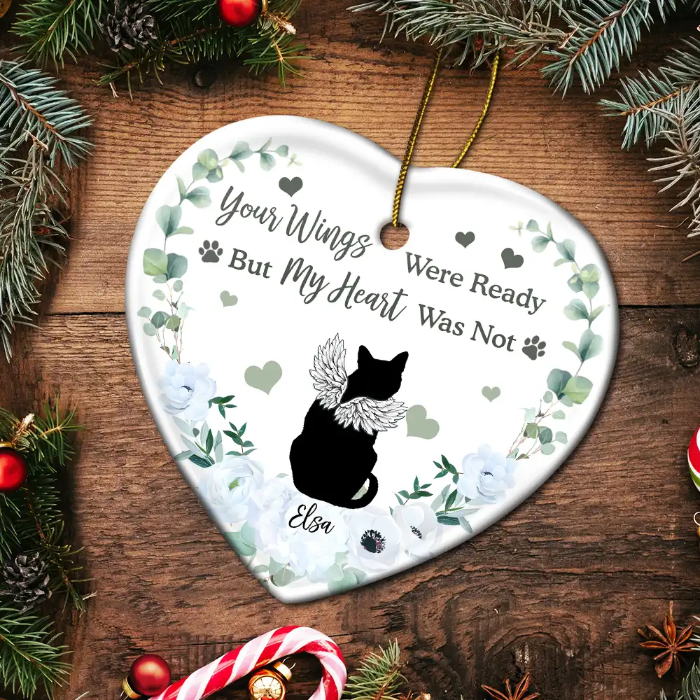 Memorial Not All Angels Have Wings Some Have Whiskers - Personalized Heart Ceramic Ornament - Image 5