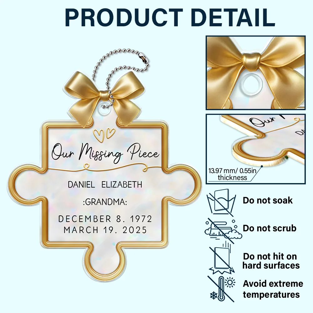 Memorial Our Missing Piece 3D Effect - Personalized Acrylic Car Hanger - Image 5