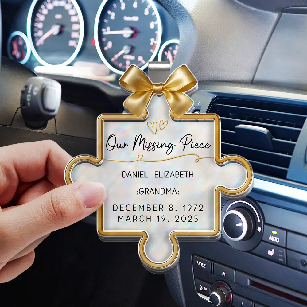 Memorial Our Missing Piece - Personalized Custom Shaped Acrylic Car Visor Clip - Image 3