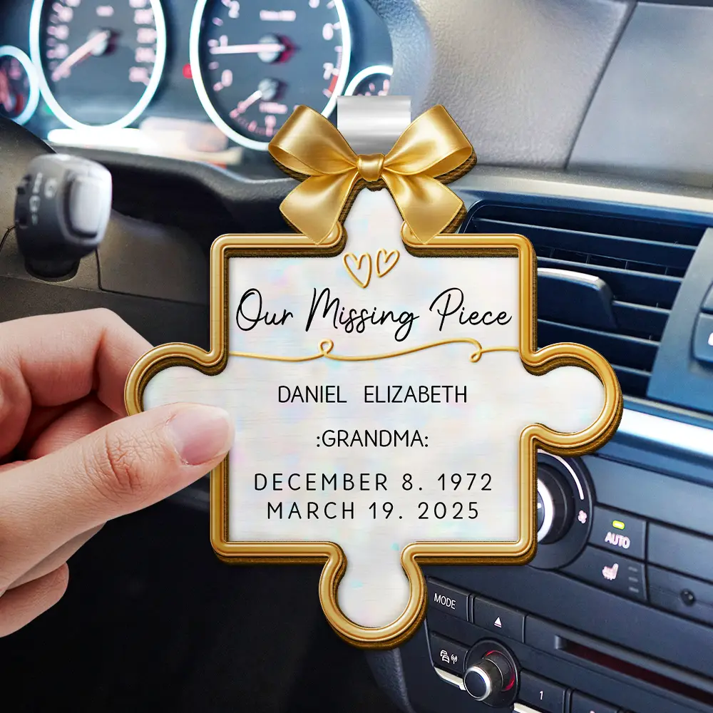 Memorial Our Missing Piece - Personalized Custom Shaped Car Visor Clip - Image 3