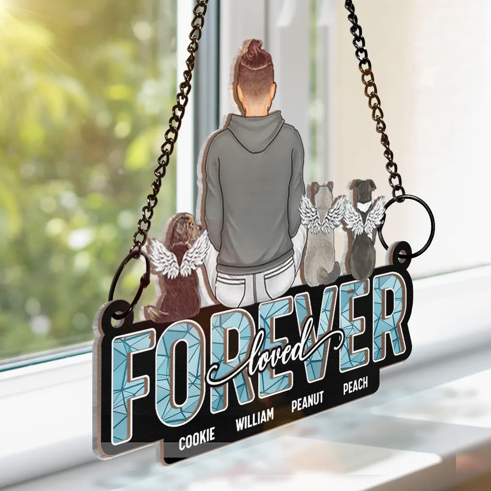 Memorial Pet Forever Loved - Personalized Window Hanging Suncatcher Ornament - Image 3