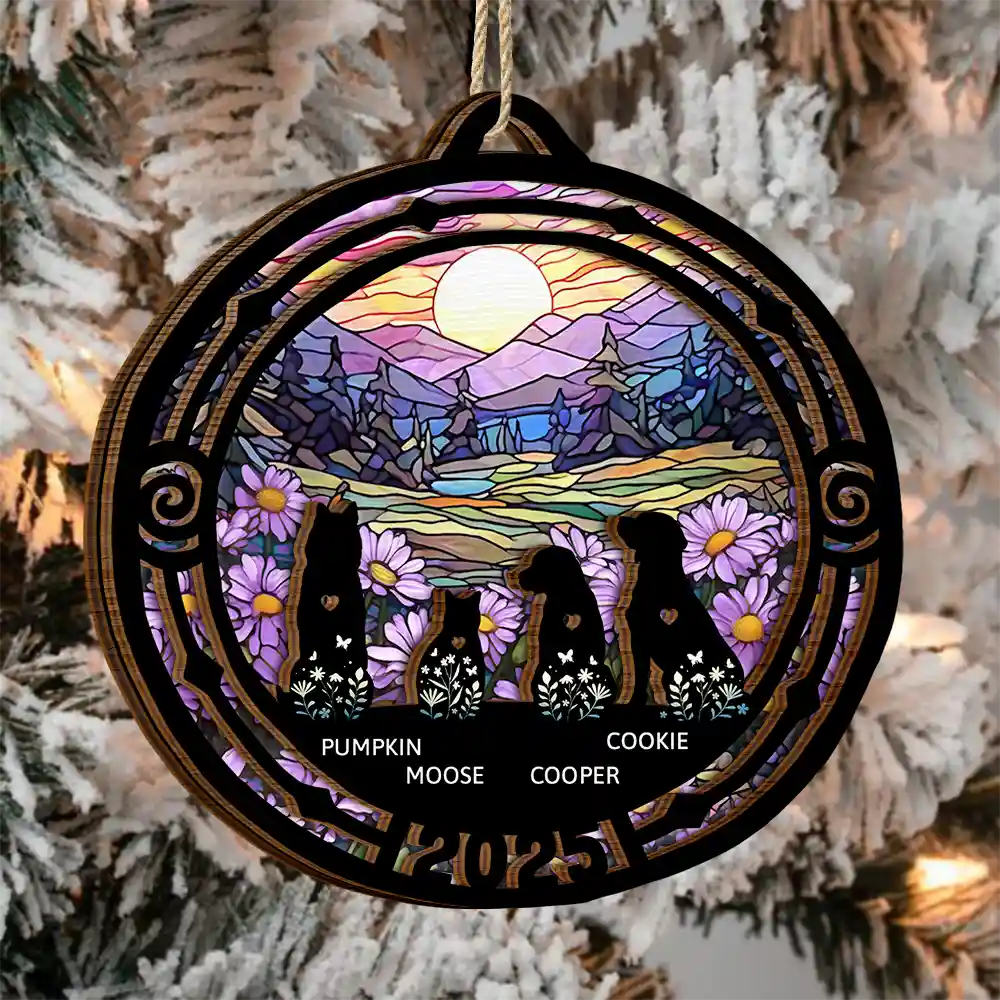 Memorial Pet Silhouette - Personalized 2-Layered Wooden Ornament - Image 3