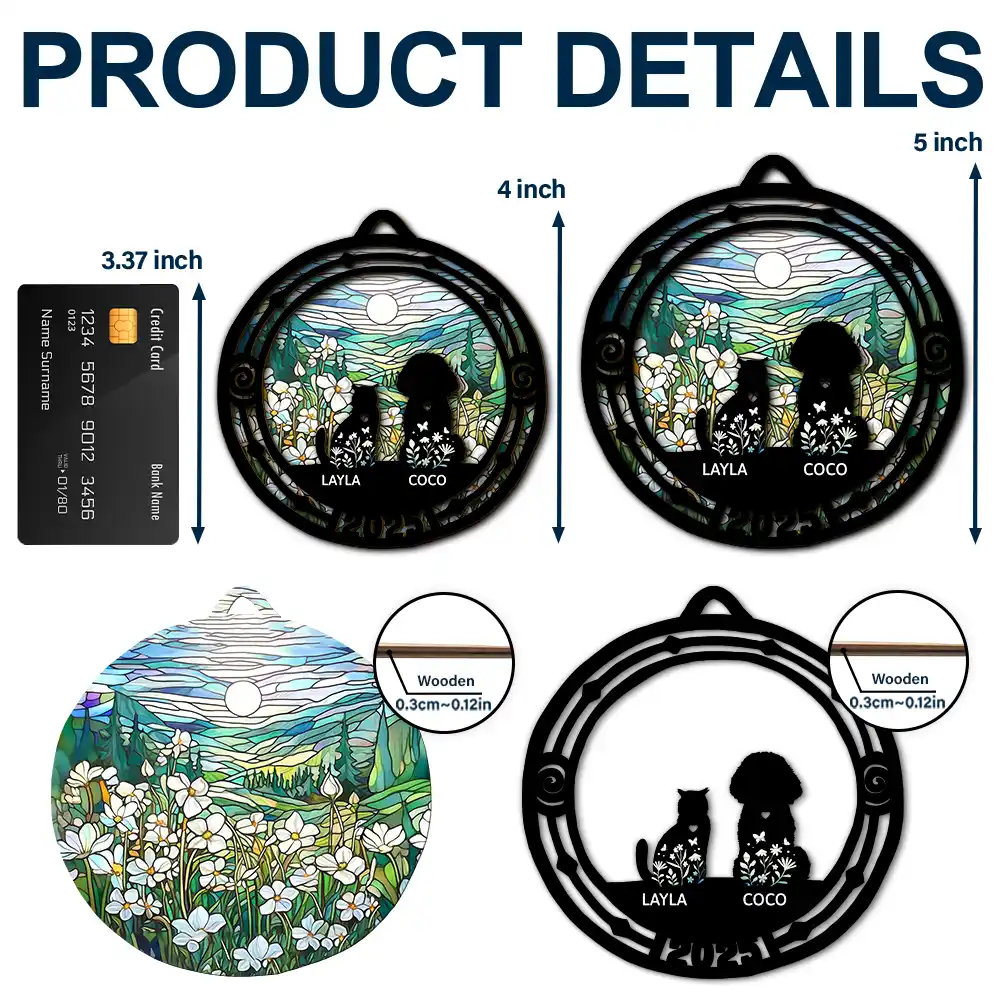 Memorial Pet Silhouette - Personalized 2-Layered Wooden Ornament - Image 5