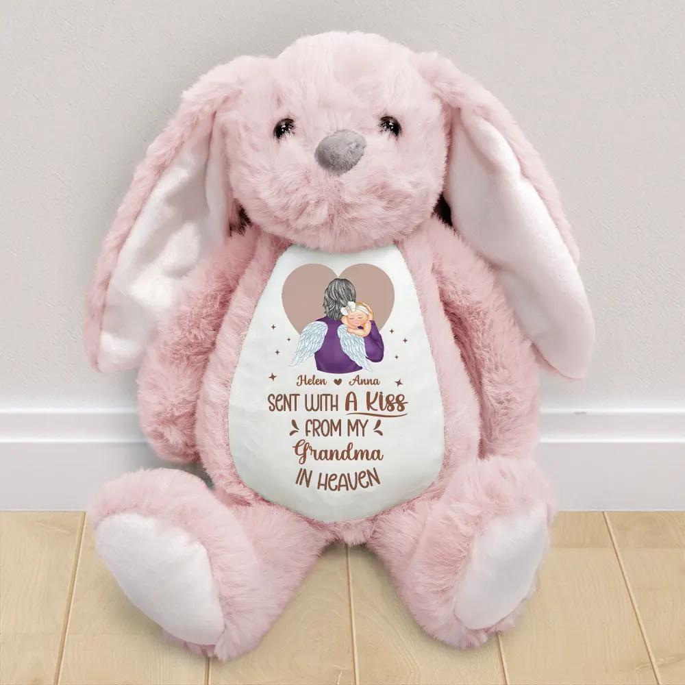 Memorial Sent With A Kiss From My Great Grandma In Heaven - Personalized Soft Toy Bunny - Image 2