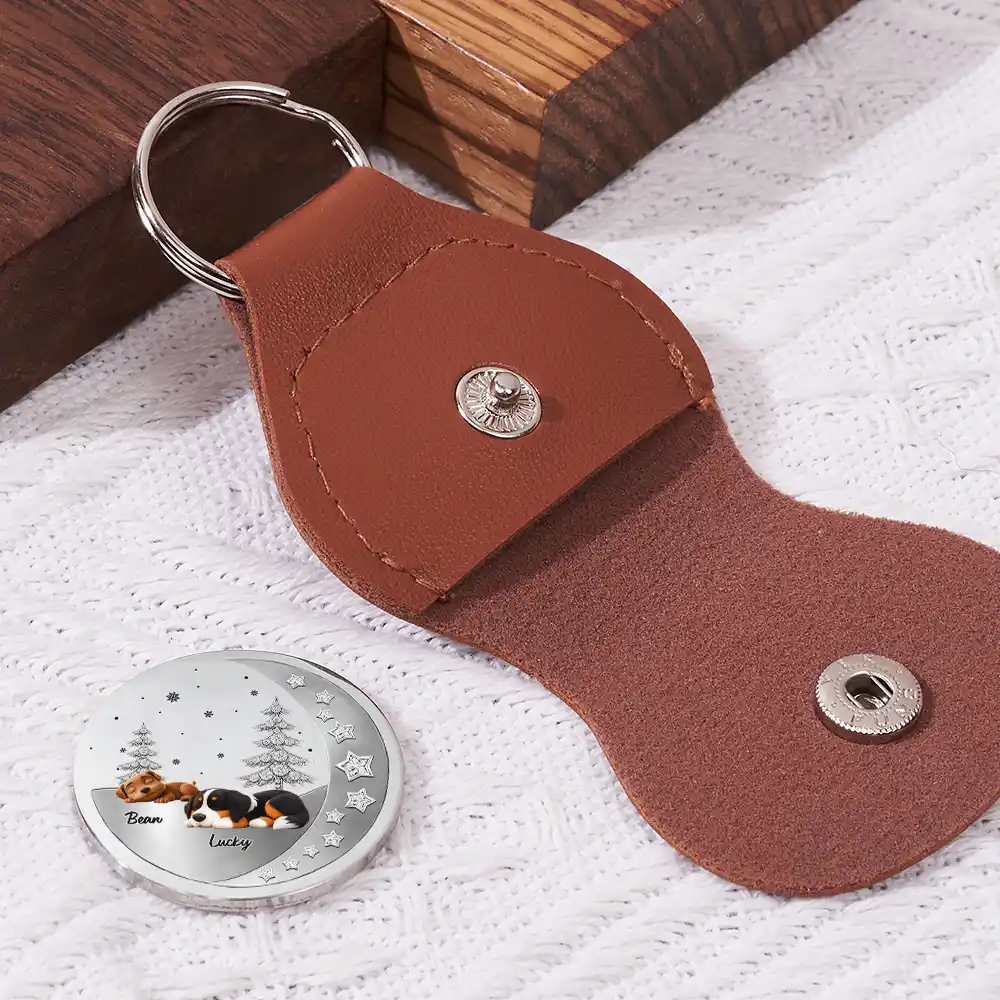 Memorial Sleeping Dog Carry Me Close - Personalized Leather Pocket Hug - Image 2