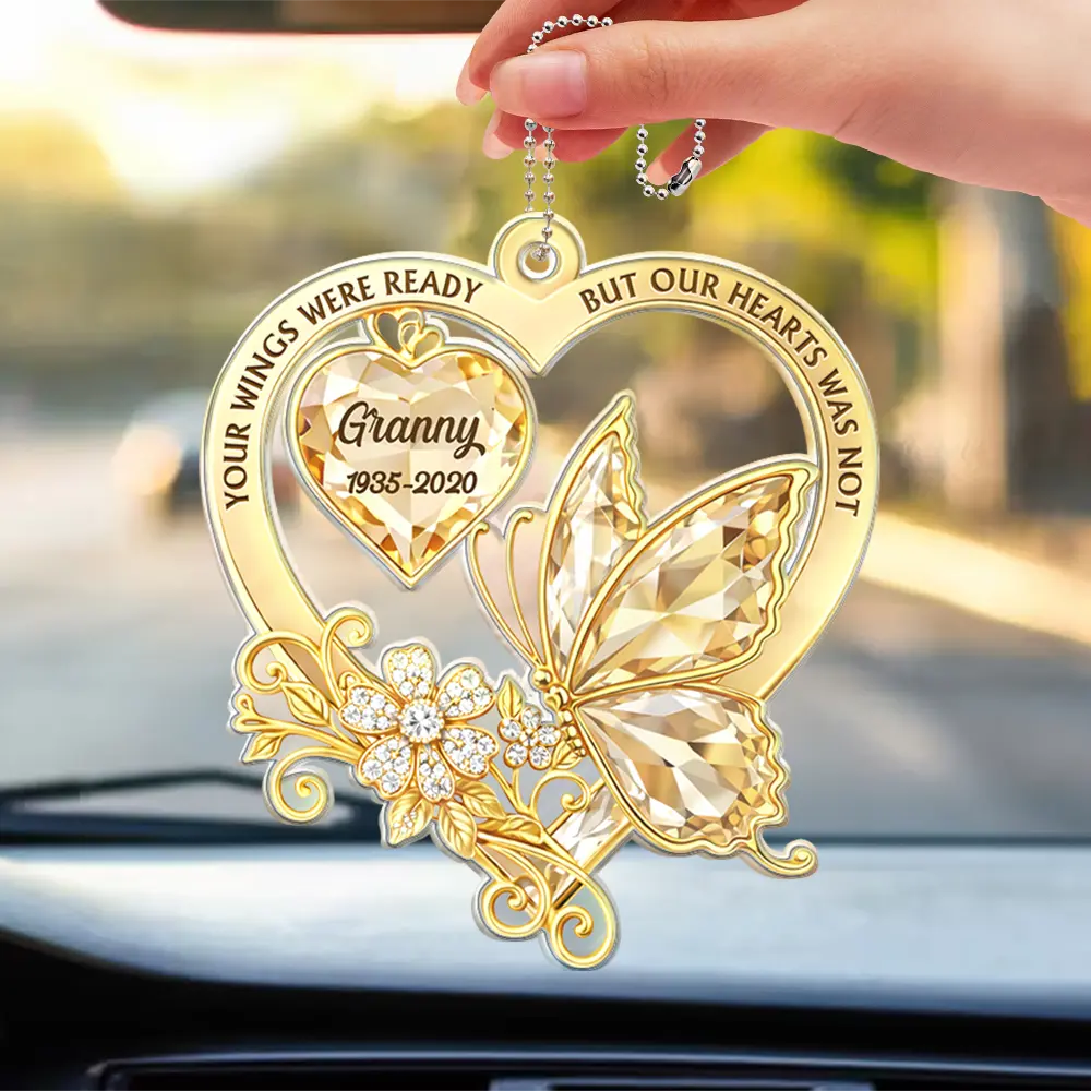 Memorial Your Wings Were Ready Diamond 3D Effect - Personalized Acrylic Car Hanger - Image 3