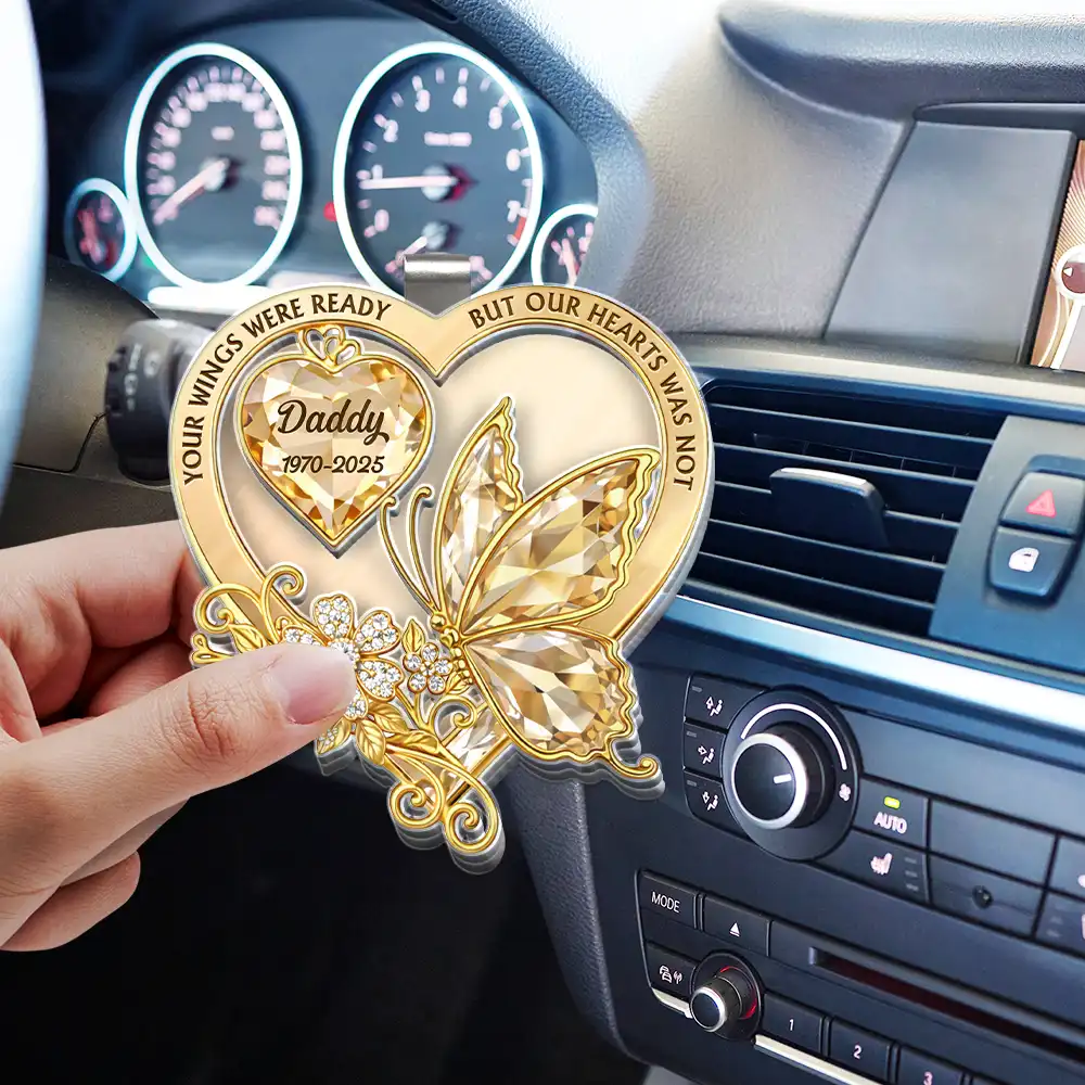 Memorial Your Wings Were Ready Diamond 3D Effect - Personalized Custom Shaped Acrylic Car Visor Clip - Image 3