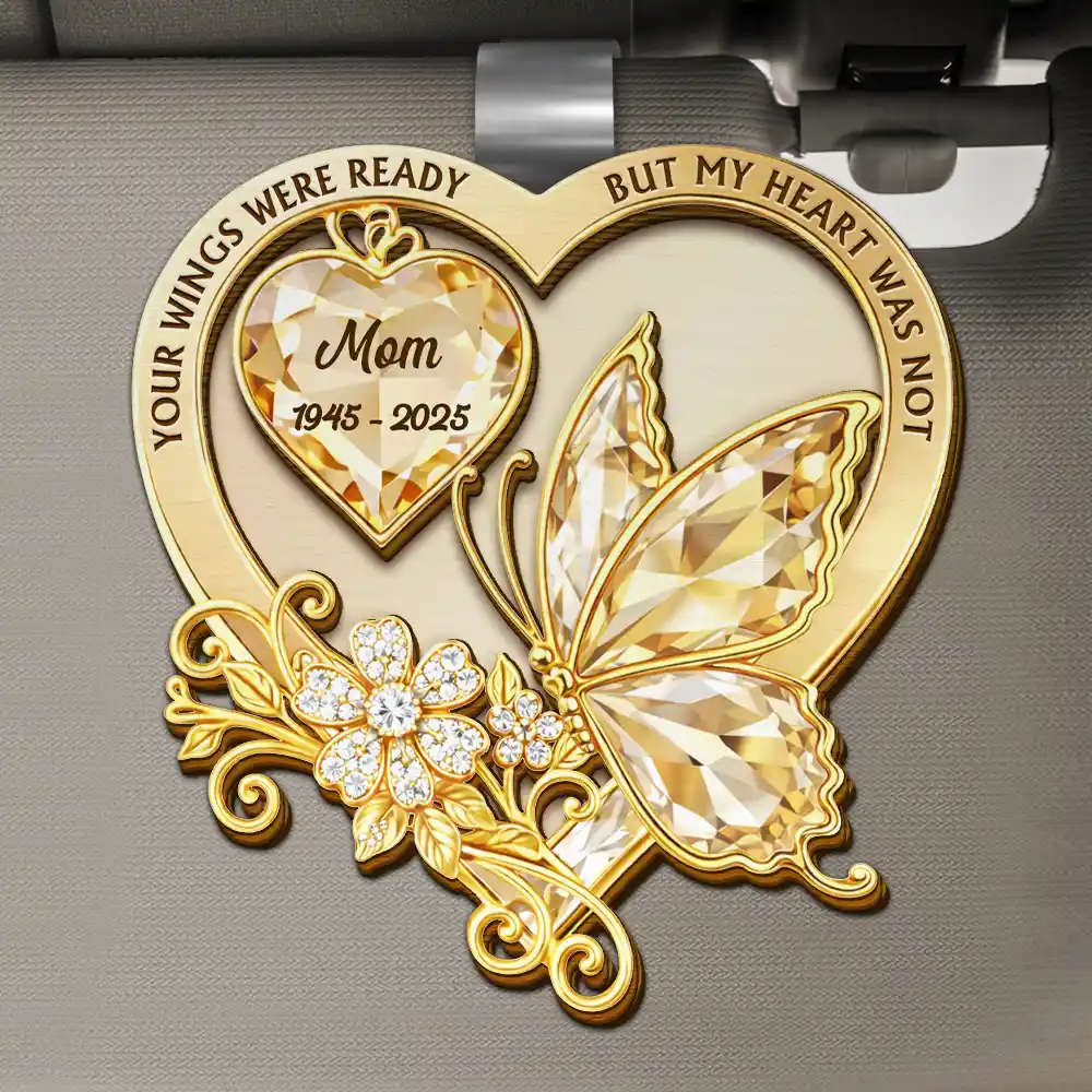 Memorial Your Wings Were Ready Diamond 3D Effect - Personalized Custom Shaped Car Visor Clip