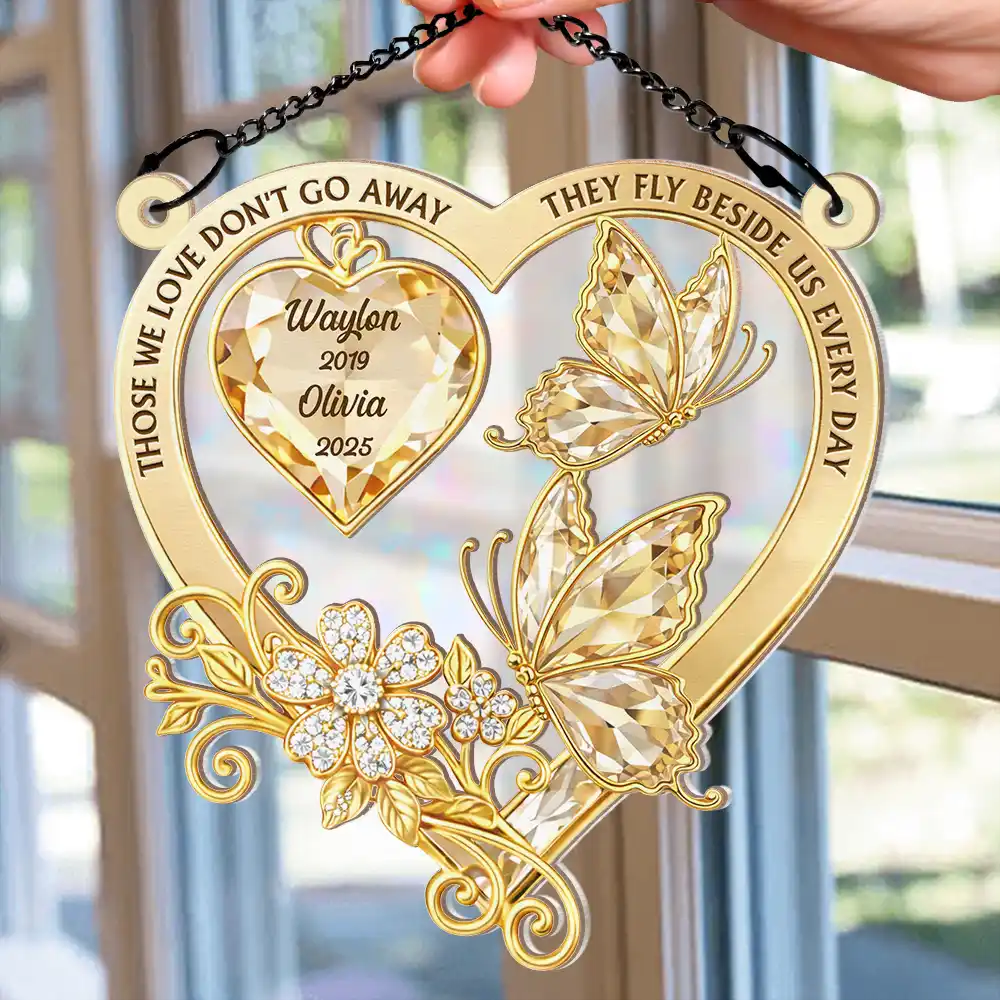 Memorial Your Wings Were Ready Diamond 3D Effect - Personalized Window Hanging Suncatcher Ornament - Image 2