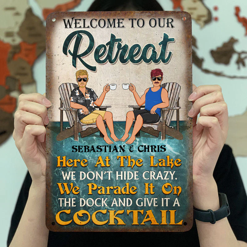 Memories Made At The Lake Last A Lifetime Husband Wife Couple - Lake House Sign - Personalized Custom Classic Metal Signs - Image 3