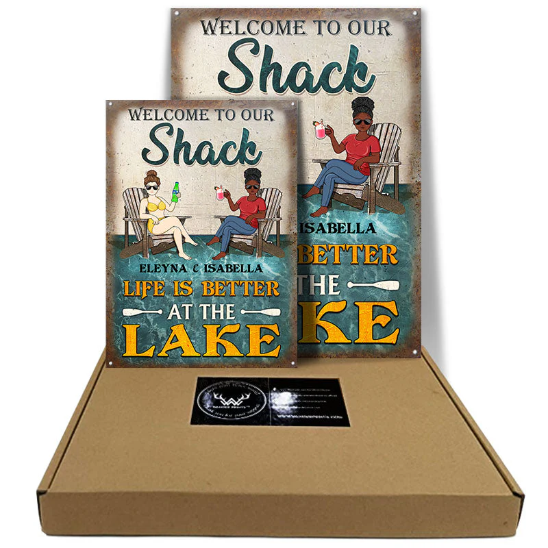 Memories Made At The Lake Last A Lifetime Husband Wife Couple - Lake House Sign - Personalized Custom Classic Metal Signs - Image 5