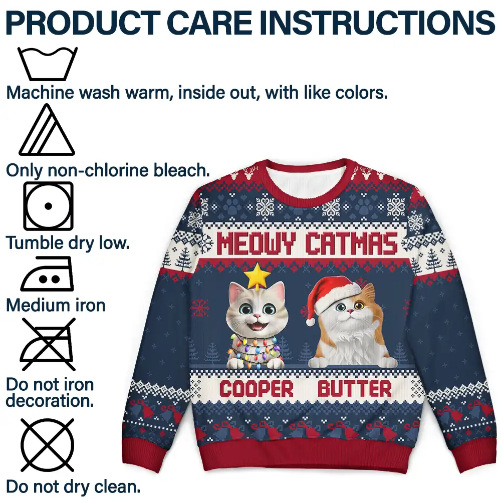 Meowy Catmas 3D Effect Cat - Personalized Unisex Ugly Sweater - Image 7