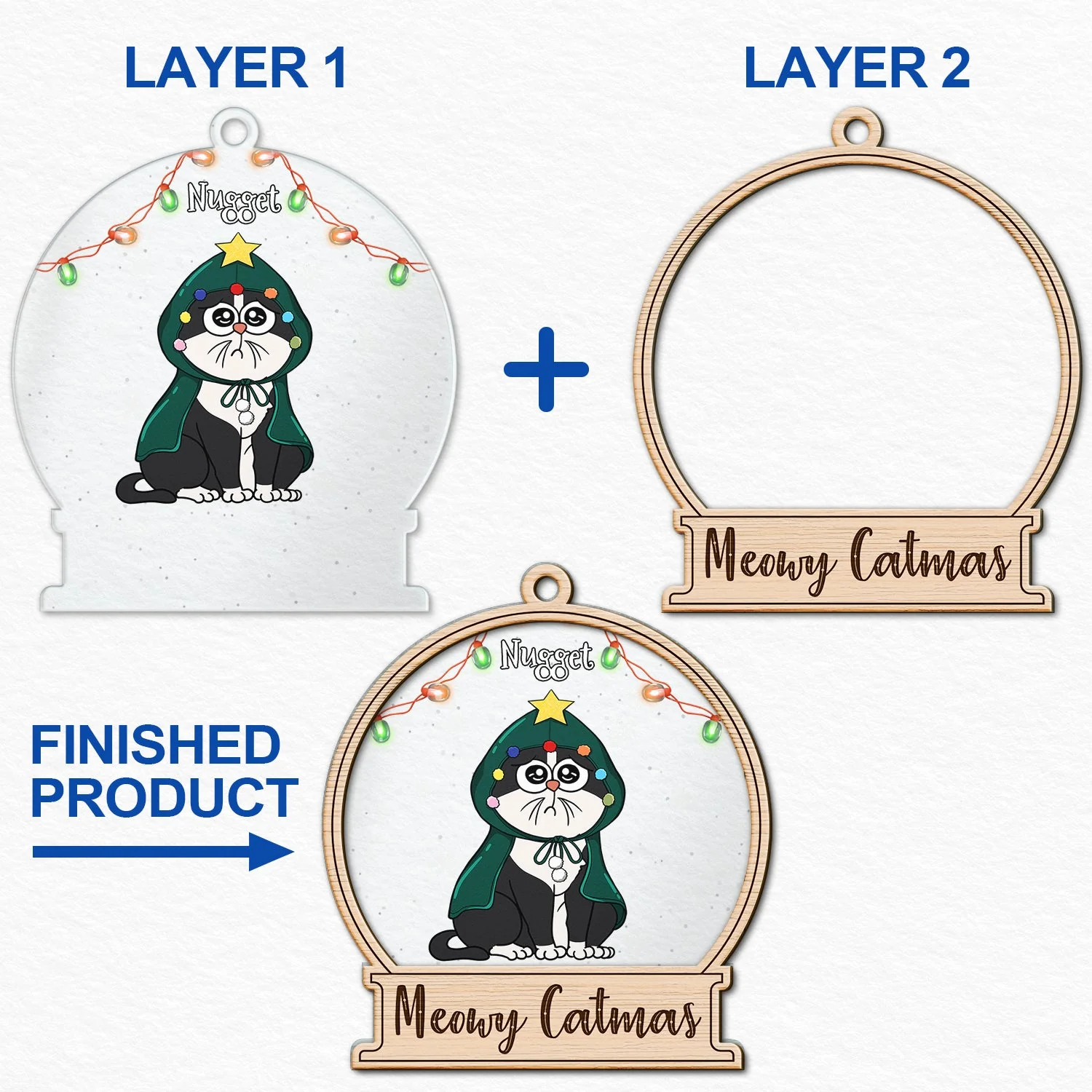 Meowy Catmas - Christmas Gift For Cat Lovers - Personalized 2-Layered Mix Ornament - Image 6