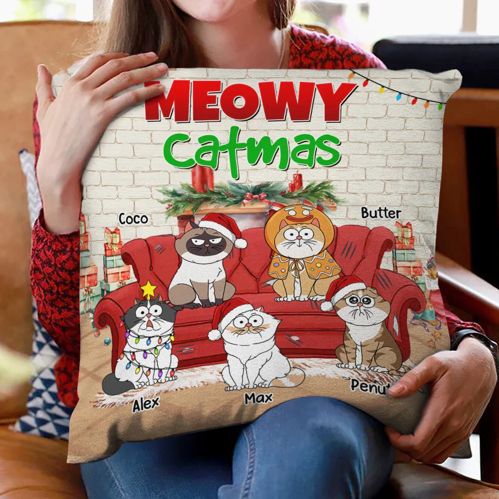 Meowy Catmas Christmas - Personalized Pillow - Image 2