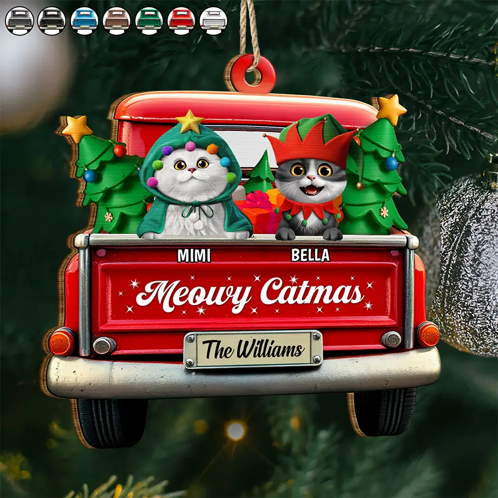 Meowy Catmas Christmas Tree - Personalized Custom Shaped Wooden Ornament