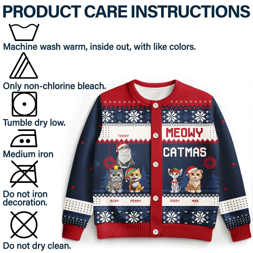 Meowy Catmas Funny 3D Effect Cats - Personalized Cardigan - Image 6