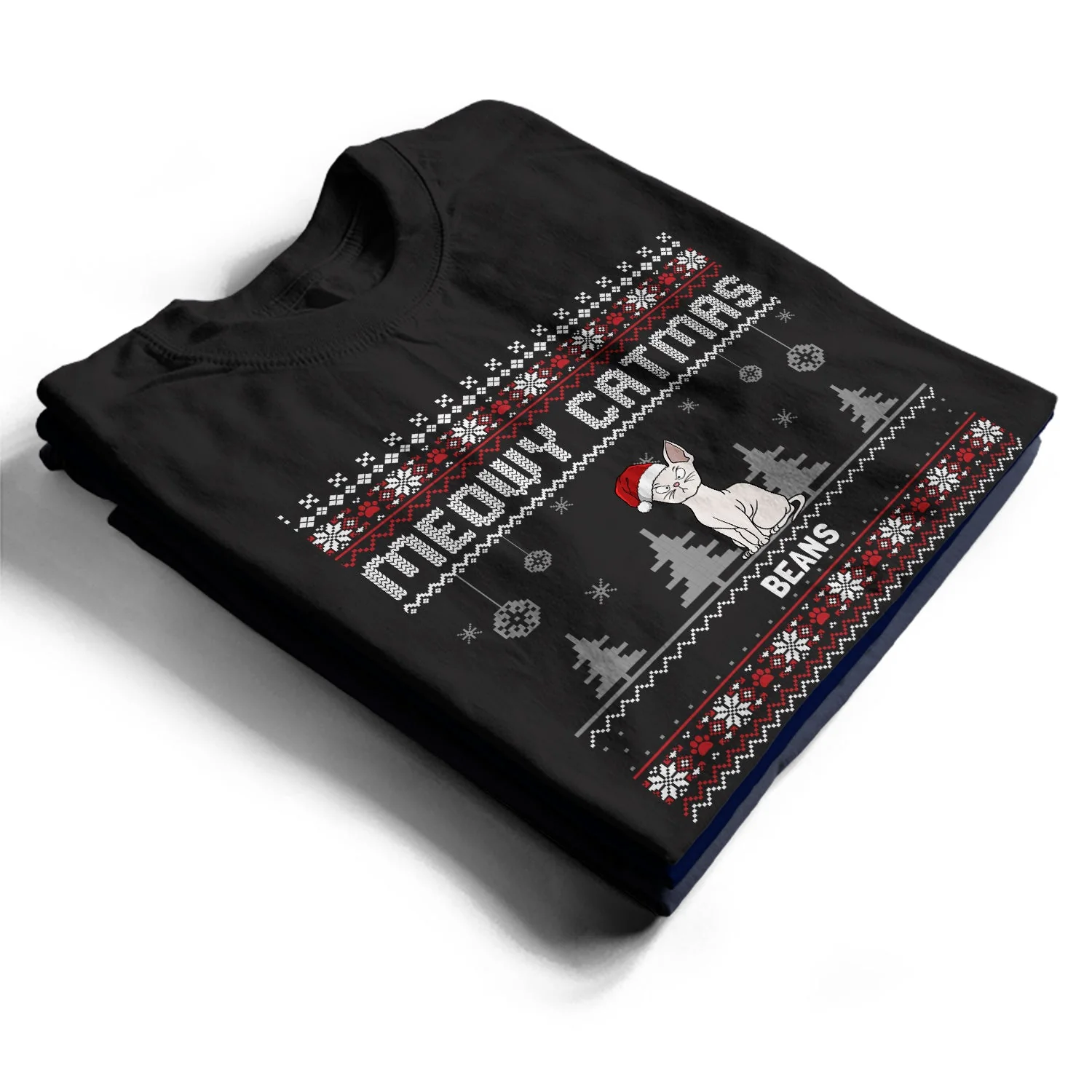 Meowy Catmas Funny Cartoon Style - Christmas Gift For Cat Lovers - Personalized Sweatshirt - Image 2