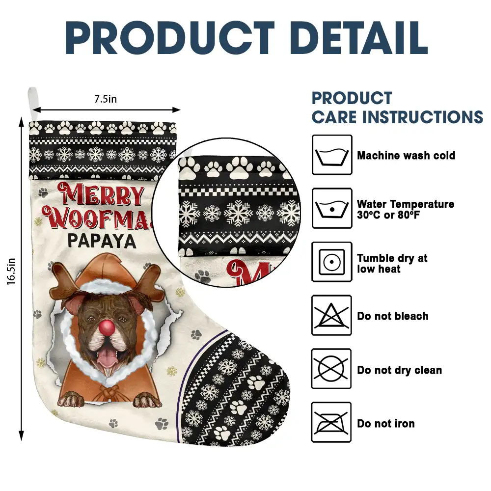 Meowy Catmas Merry Woofmas - Personalized Christmas Stocking - Image 5