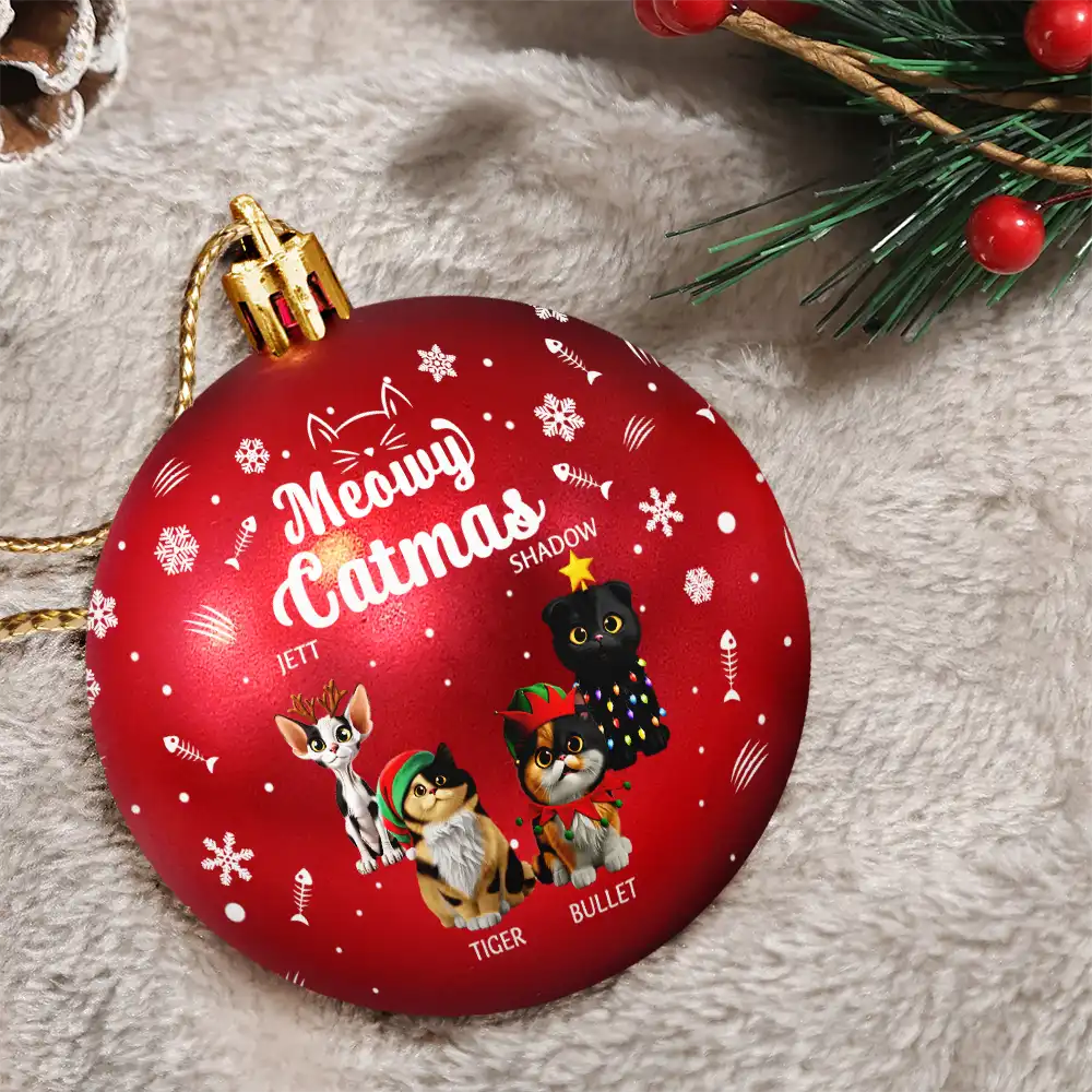 Meowy Catmas - Personalized Ball Ornament - Image 3