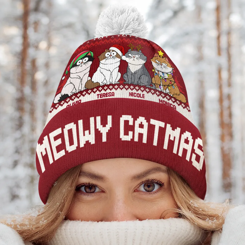 Meowy Catmas - Personalized Bobble Beanie Hat - Image 4