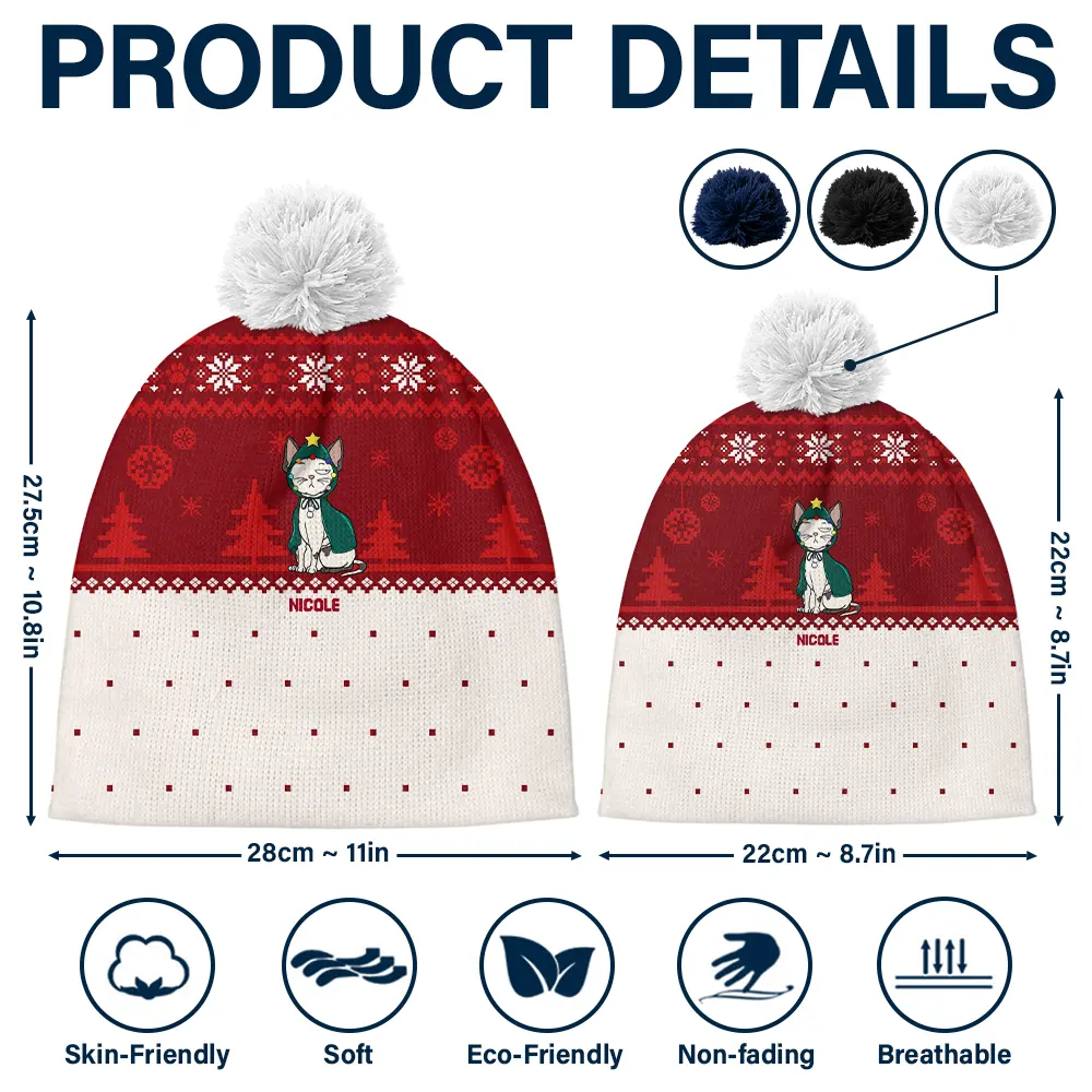 Meowy Catmas - Personalized Bobble Beanie Hat - Image 5