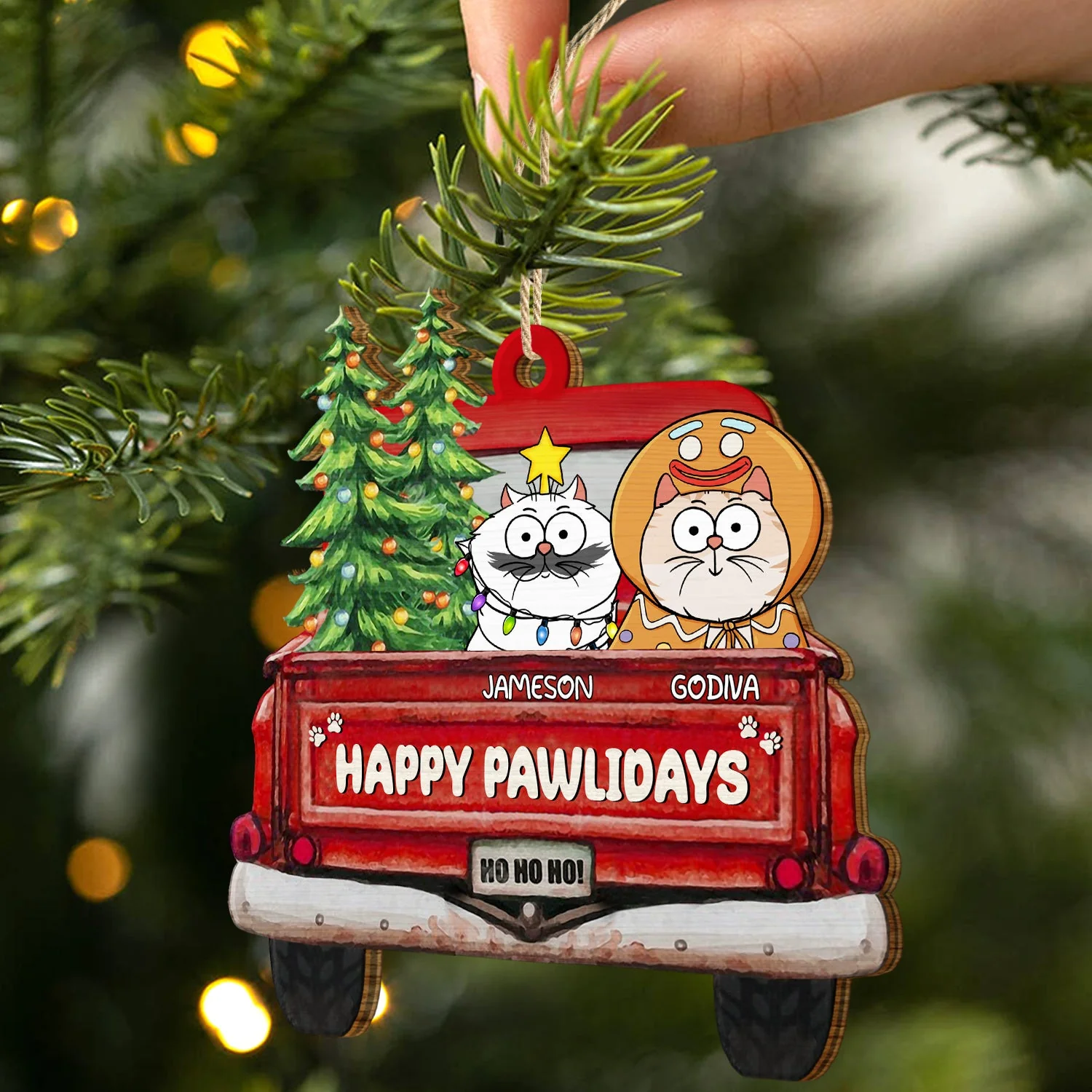 Meowy Christmas - Christmas Gift For Cat Lovers - Personalized Wooden Cutout Ornament - Image 2
