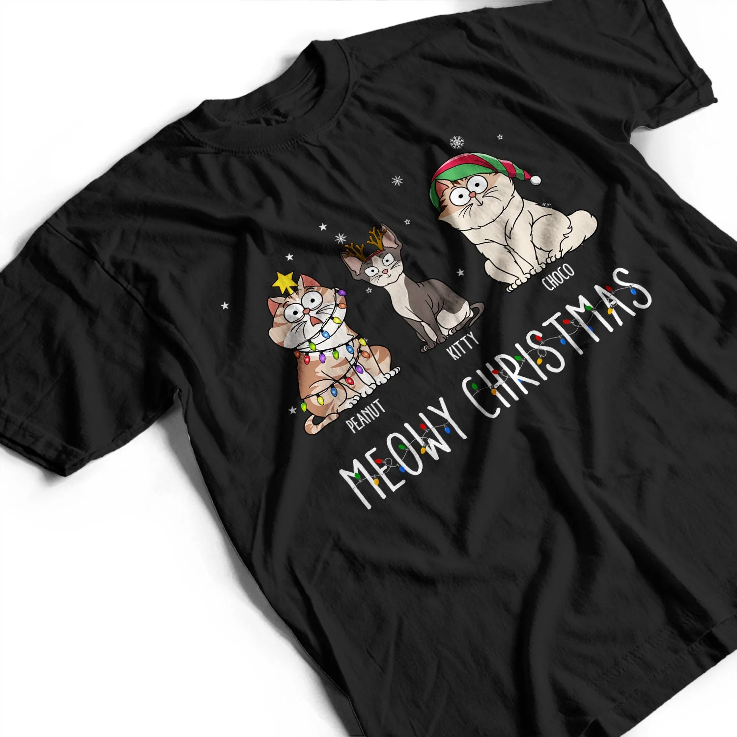 Meowy Christmas Funny Cartoon Cats - Gift For Cat Lovers - Personalized Sweatshirt - Image 3