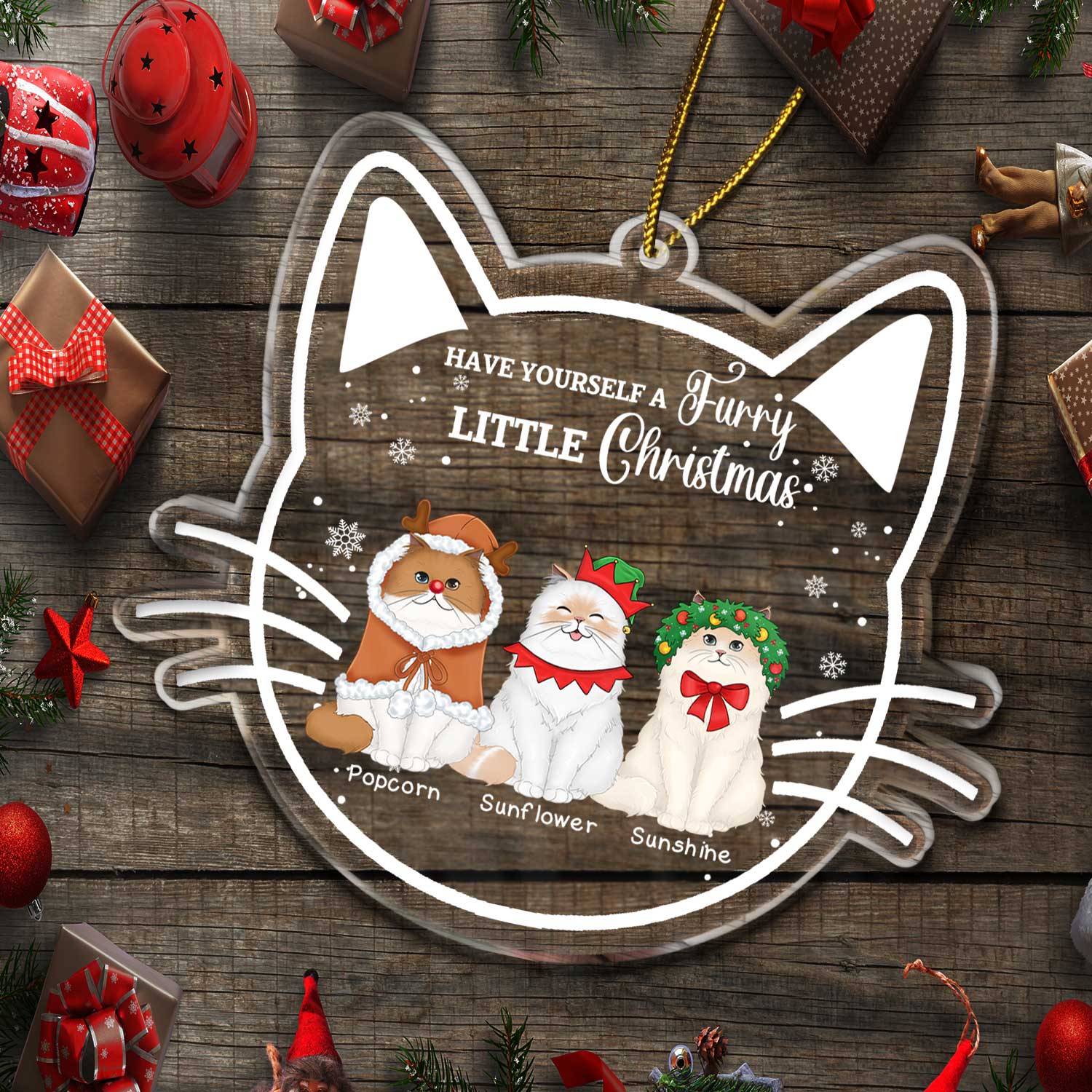 Meowy Christmas Happy Pawlidays - Christmas Gift For Cat Lovers - Personalized Custom Shaped Acrylic Ornament - Image 5