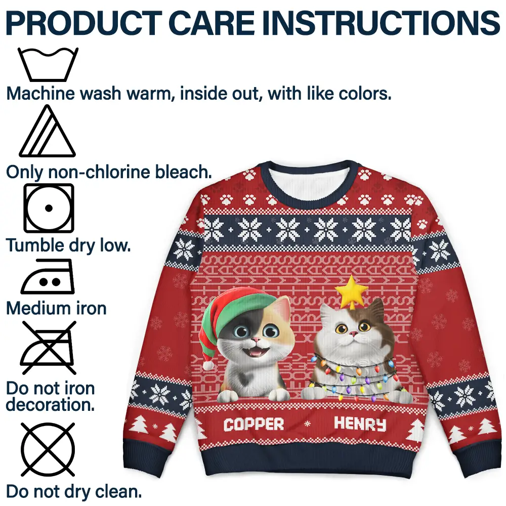 Meowy Christmas Hidden Message - Personalized Unisex Ugly Sweater - Image 7