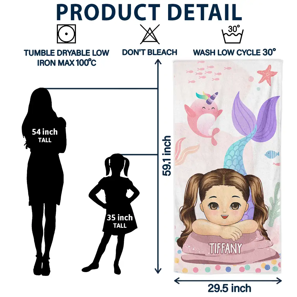 Mermaid Kids - Personalized Beach Towel - Image 6