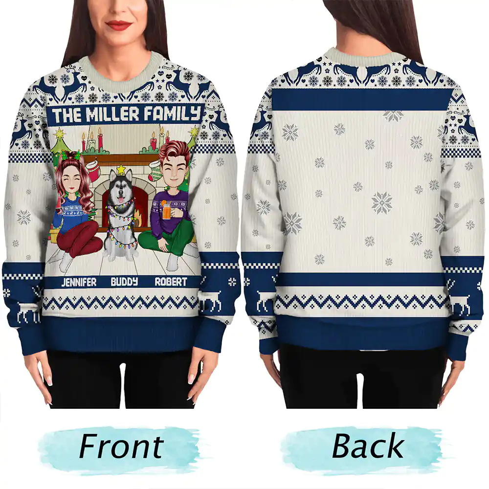 Merry Christmas Family With Pets - Personalized Unisex Ugly Sweater - Image 5