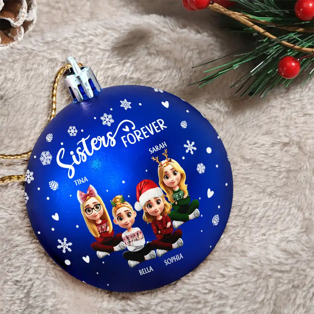 Merry Christmas My Besties - Personalized Ball Ornament - Image 3