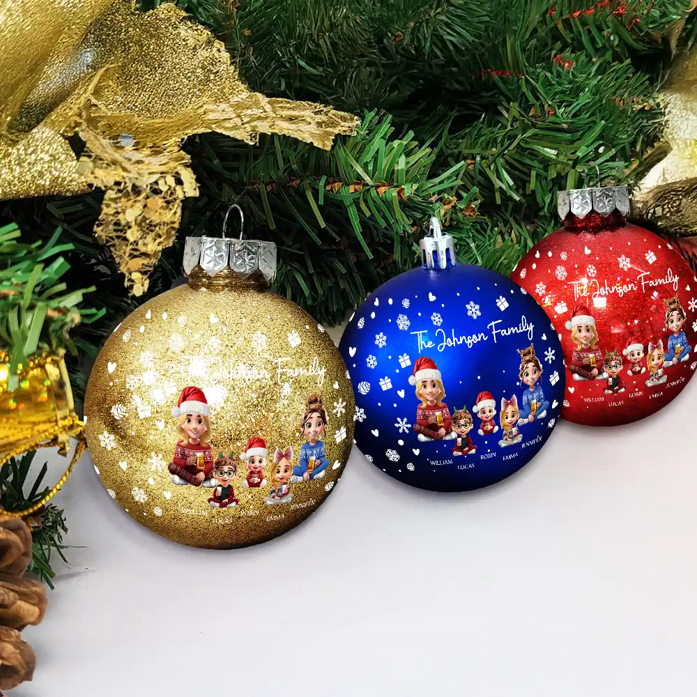 Merry Christmas My Family - Personalized Ball Ornament - Image 4