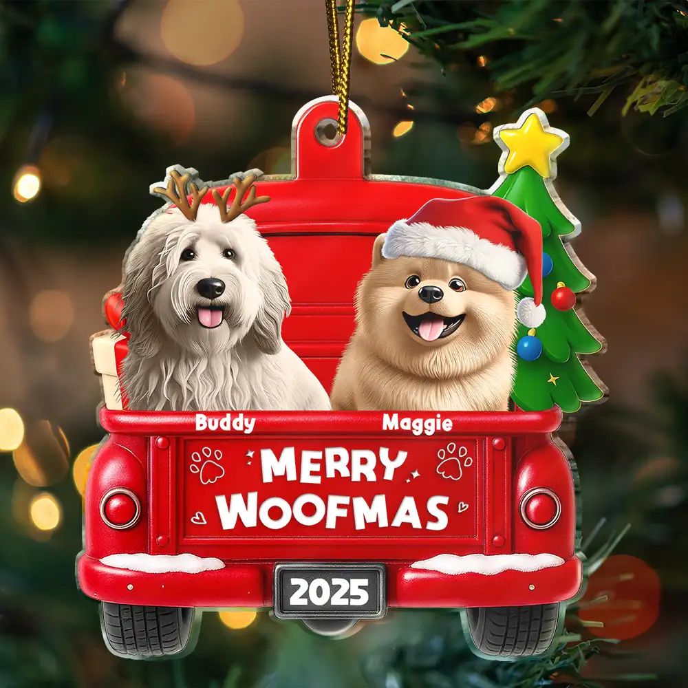 Merry Christmas Pet Lovers - Personalized Custom Shaped Acrylic Ornament - Image 3