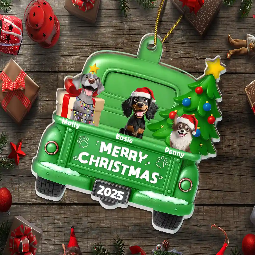Merry Christmas Pet Lovers - Personalized Custom Shaped Acrylic Ornament - Image 5