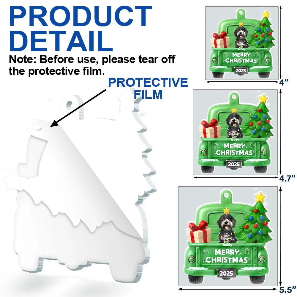 Merry Christmas Pet Lovers - Personalized Custom Shaped Acrylic Ornament - Image 6
