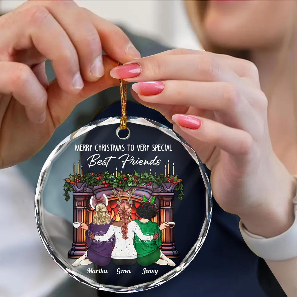 Merry Christmas To A Very Special Best Friend - Personalized Circle Glass Ornament - Image 4