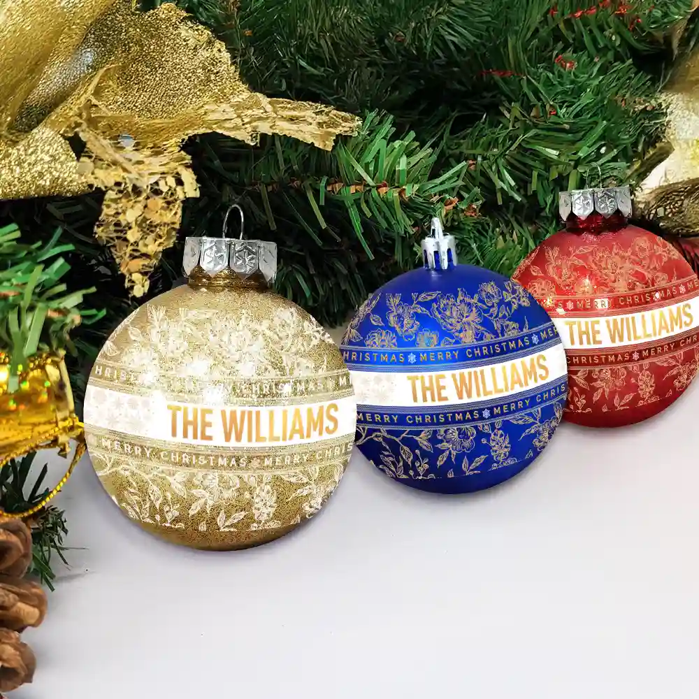 Merry Christmas With Name - Personalized Ball Ornament - Image 4