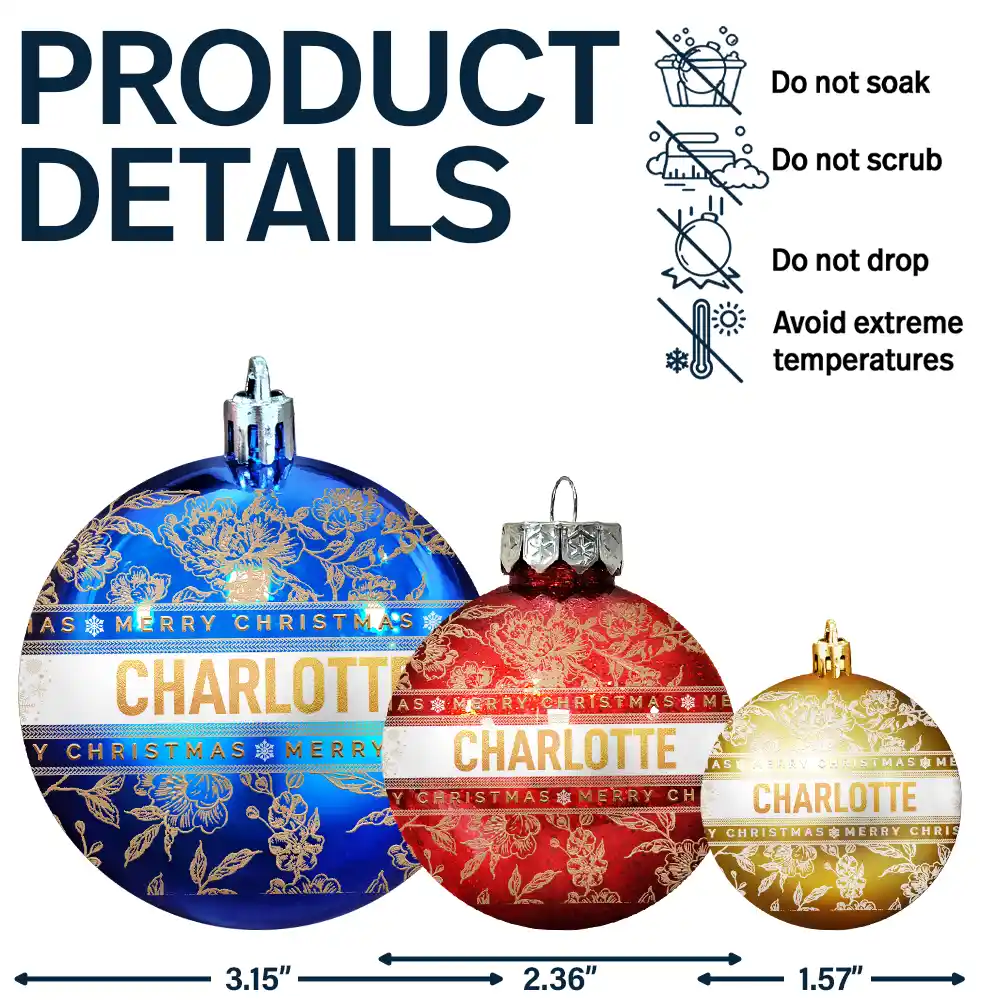 Merry Christmas With Name - Personalized Ball Ornament - Image 7