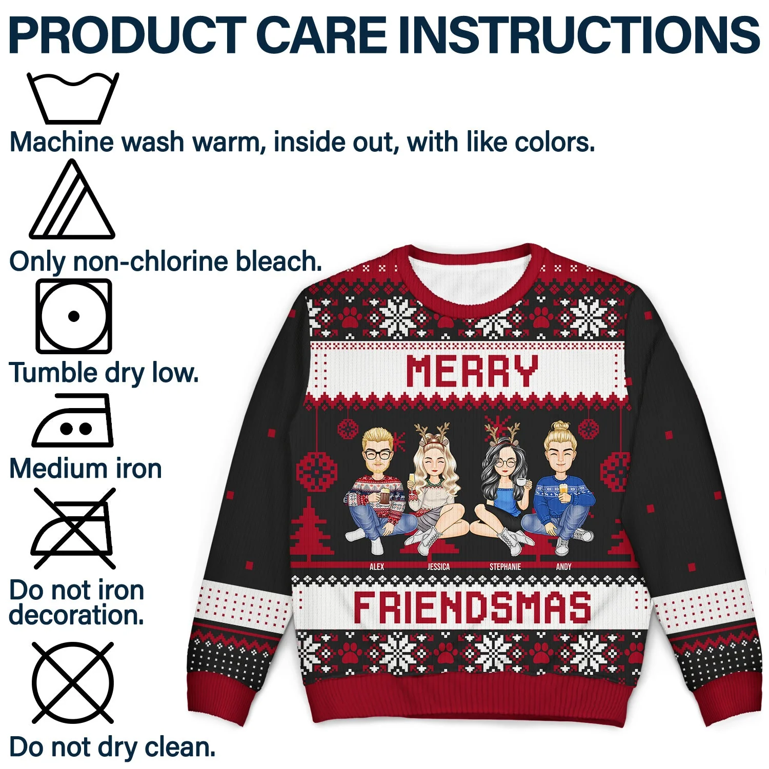 Merry Friendsmas - Christmas Gift For Besties - Personalized Unisex Ugly Sweater - Image 7