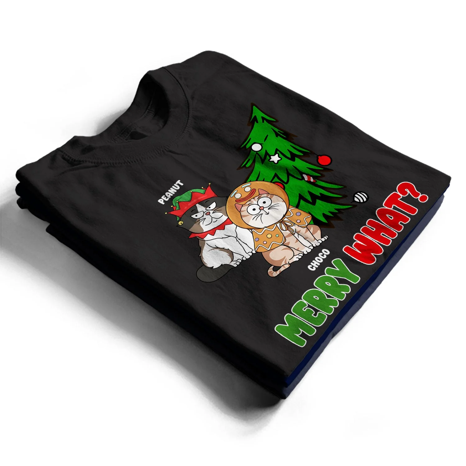 Merry What Funny Cartoon Cats - Christmas Gift For Cat Lovers - Personalized Sweatshirt - Image 2