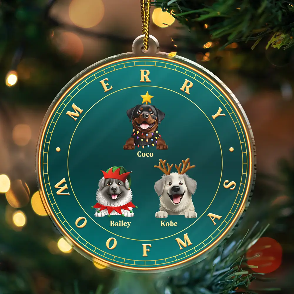 Merry Woofmas 3D Dog Cat - Personalized Custom Shaped Acrylic Ornament - Image 3