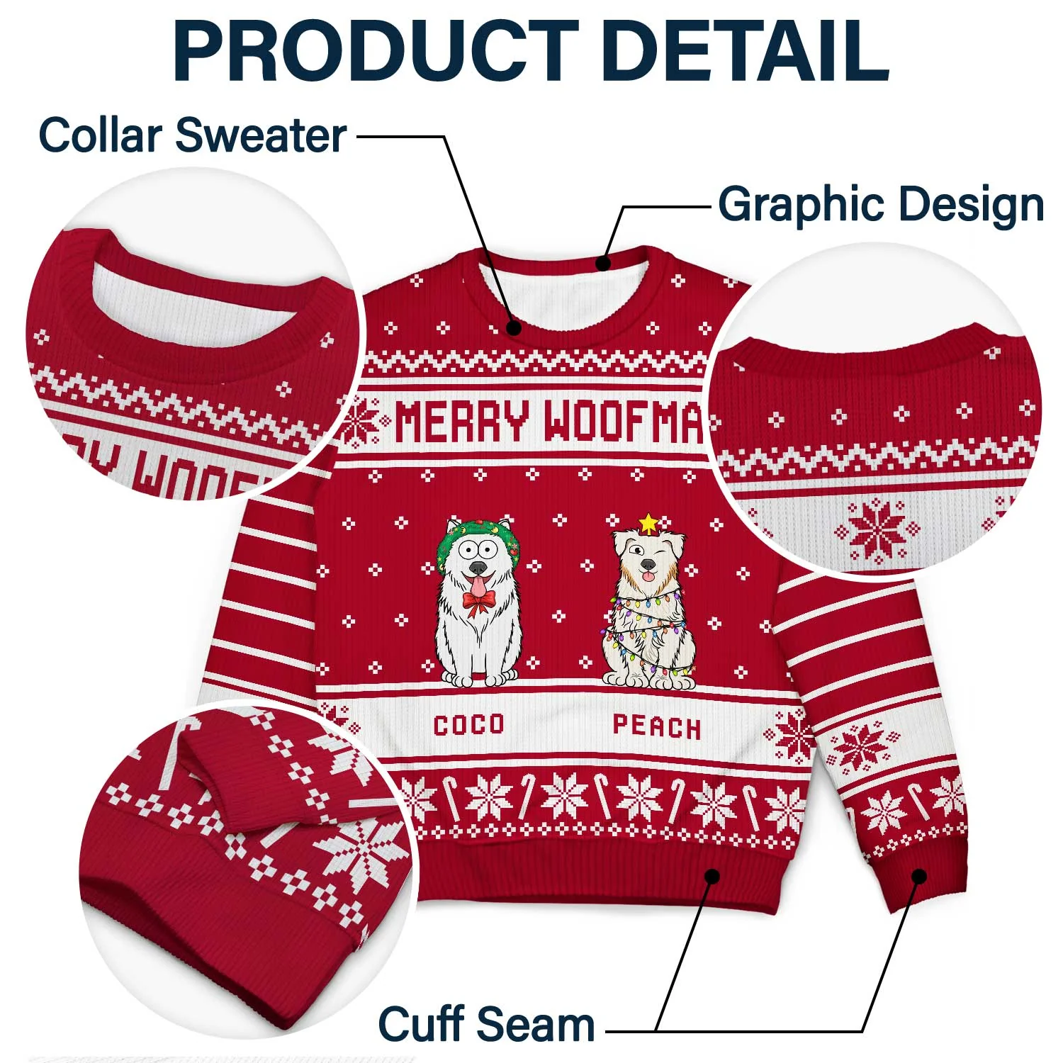 Merry Woofmas - Christmas Gift For Dog Lovers - Personalized Unisex Ugly Sweater - Image 6