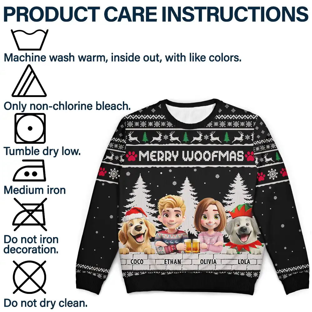 Merry Woofmas Couple Dog Mom Dad - Personalized Unisex Ugly Sweater - Image 7