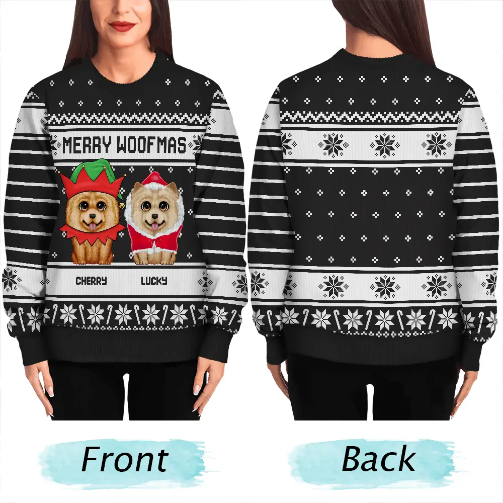 Merry Woofmas Dog Lovers - Personalized Unisex Ugly Sweater - Image 5